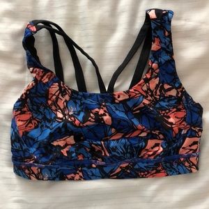 Peach and blue LuluLemon sports bra